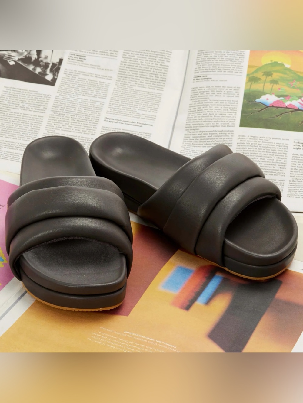 Commbi The Softie Slide in Faded Black, Size 8